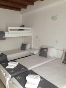 a room with two beds and a shelf at Fisilanis Beachfront Hotel in Logaras