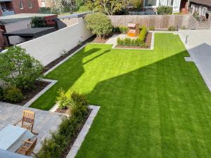 an aerial view of a yard with green grass at Ferienwohnung Zollstraße 12 EG in Bleckede