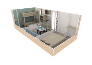 帕拉瓦莱弗洛Oh! Camping - Les Roquilles Palavas les Flots的房屋内小厨房的3天 ⁇ 染