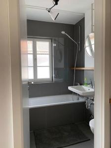 Ένα μπάνιο στο Modernes Apartment in Hammersbach / Grainau