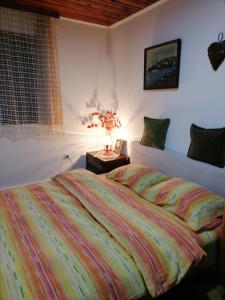 a bedroom with a bed and a table with a lamp at Kućica za odmor-Borova glava in Zlatibor