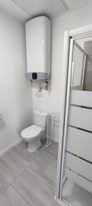 Baño blanco con aseo y lavamanos en Studio cosy rénové-2 pers-Quartier Halles-Bureau, en Pau