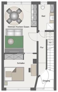 a floor plan of a house with a soccer ball at Im Herzen der Stadt - EG Wohnung in Paderborn