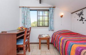 a bedroom with a desk and a bed and a desk and a window at Quinta de São Pedro in Sobreda