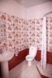 a bathroom with a toilet and a sink at Sevan Hotel in Sevan