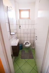 ein kleines Bad mit WC und Waschbecken in der Unterkunft 110m2 apartment in Graz-Saint Peter - free parking in Graz