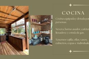 a picture of a kitchen in a log cabin at Chalet VIP reservado Jacuzzi in Subachoque +21 photos