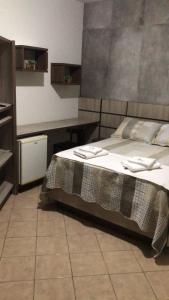 1 dormitorio con cama y escritorio. en Hotel Parati, en Morro da Fumaça