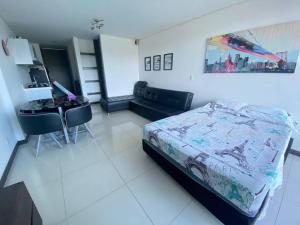 Postel nebo postele na pokoji v ubytování Disfruta hermoso apartaestudio