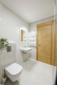 a bathroom with a toilet and a sink at Panta Rhei Luxury Apartments in Novi Sad
