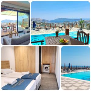 a collage of pictures of a hotel with a pool at Panoramic Residences Bodrum in Bodrum City