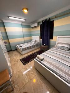 - une chambre avec 2 lits dans l'établissement Luxe apartment Nile View Downtown, à Assouan