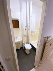 łazienka z toaletą i umywalką w obiekcie City Center Apartment Close To All Sightseeings w Berlinie