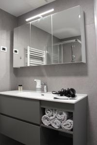 克拉尼斯卡戈拉Apartment Simona的带水槽、镜子和毛巾的浴室 更多21张照片