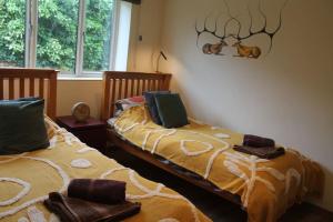 2 Betten nebeneinander in einem Zimmer in der Unterkunft The Walled Garden in Long Melford