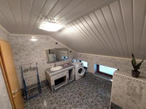 a bathroom with a sink and a washing machine at Countryside Apartment Agnes in Šentjošt nad Horjulom +17 photos
