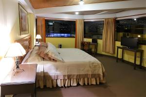 a hotel room with a bed and a television at Hotel El Puma in Cusco