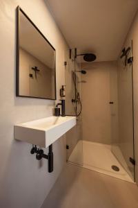 特里騰海姆的住宿－Klara Rooms，一间带水槽和淋浴的浴室