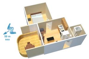 un diagrama de una habitación con una habitación en Apartments Dubrovnik Two en Povljana