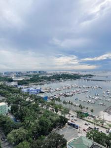 an aerial view of a marina with boats in the water at Admiral Baysuites 1 BR Unit in Manila