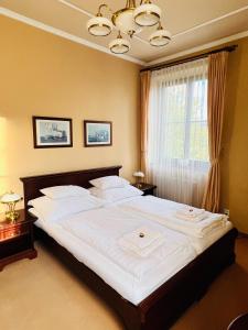 シュムペルクにあるPenzion Villa Ancoraのベッドルーム(大きな白いベッド1台、窓付)