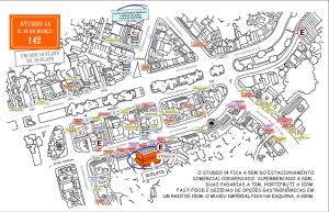 a drawing of a map of a city at Studio 14 in Petrópolis