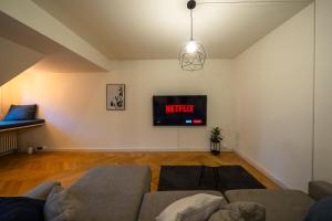 TV tai viihdekeskus majoituspaikassa Old town apt in the heart of Thun with garden