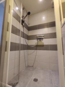 a shower with a hose in a bathroom at Le LUX 11 in Thionville