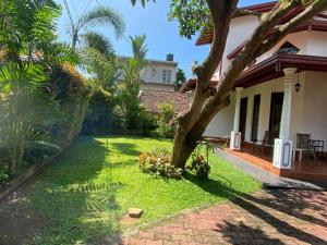 a tree in the yard of a house at White Villa in Weligama