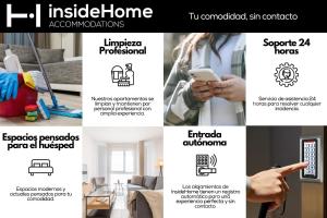 een collage van foto's van een persoon met een mobiele telefoon bij INSIDEHOME Ciudad de Palencia in Palencia