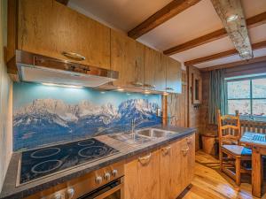 a kitchen with a sink and a stove at Hilde 1 in Kirchdorf in Tirol