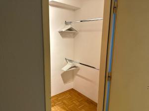 una cabina armadio con scaffali e una porta di Prater Apartment - Loggia a Vienna