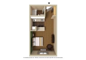 a view of a floor plan of a room at Extended Stay America Suites - Chicago - Itasca in Itasca