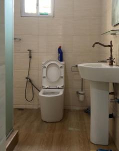 a bathroom with a toilet and a sink at Sillich Homes - 4 Bedroom Duplex in Lokogoma in Abuja