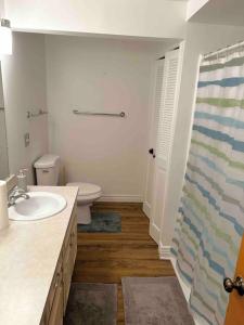 a bathroom with a sink and a toilet at 5BR House Close to Stadium/Downtown in Ann Arbor