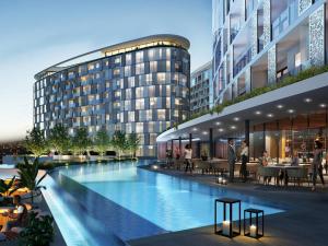 an architectural rendering of a building with a pool at Executive apartment, Ellipse in Midrand