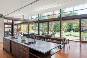 a large kitchen with a large open floor plan at Magical Country Retreat in the Berkshires in Great Barrington