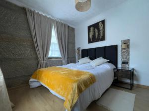 a bedroom with a large bed and a window at Apartamentos A'Dao in Nelas
