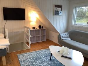 ein Wohnzimmer mit einem Sofa und einem TV in der Unterkunft Holiday home Bedsted Thy V in Bedsted Thy
