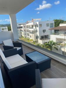 Balkón nebo terasa v ubytování Beachfront penthouse - Amar'e Aparthotel & Spa