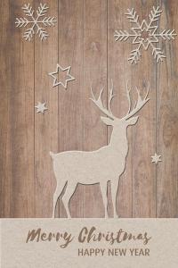 eine Weihnachtskarte mit einem Hirsch auf einem Holzzaun in der Unterkunft Bozen Mitte in Bozen