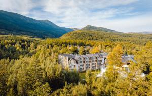 an aerial view of a resort in the mountains at Green Mountain 5* Hotel in Karpacz
