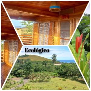 a collage of photos of a house with a view of a mountain at Monte Mar SãoTomé in M. Peixe