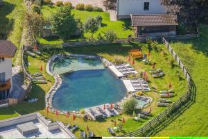 an aerial view of a swimming pool in a yard at Stockhambauer in Kleinarl