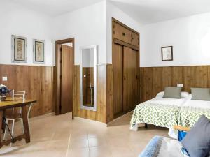 1 dormitorio con cama, mesa y escritorio en Estudios con Aire Acondicionado Centro de conil, en Conil de la Frontera