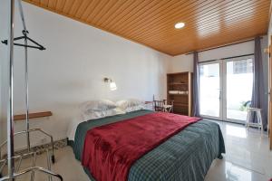 um quarto com uma cama num quarto com uma janela em Casa de Azzancha em Azinhaga