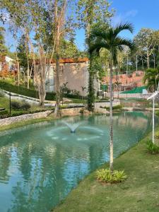 a pool of water with a palm tree in it at Villa Menara Bang Tao in Phuket Town
