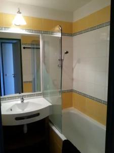 阿沃里亞茲的住宿－Appartement Tilia - Avoriaz，一间带水槽和淋浴的浴室