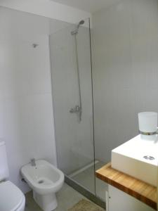 a bathroom with a shower and a toilet and a sink at Crespo Apartament Premiun in Buenos Aires