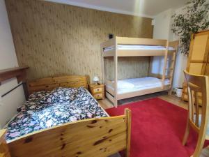 a bedroom with a wooden bunk bed and a bunk bed at Wiking in Szklarska Poręba